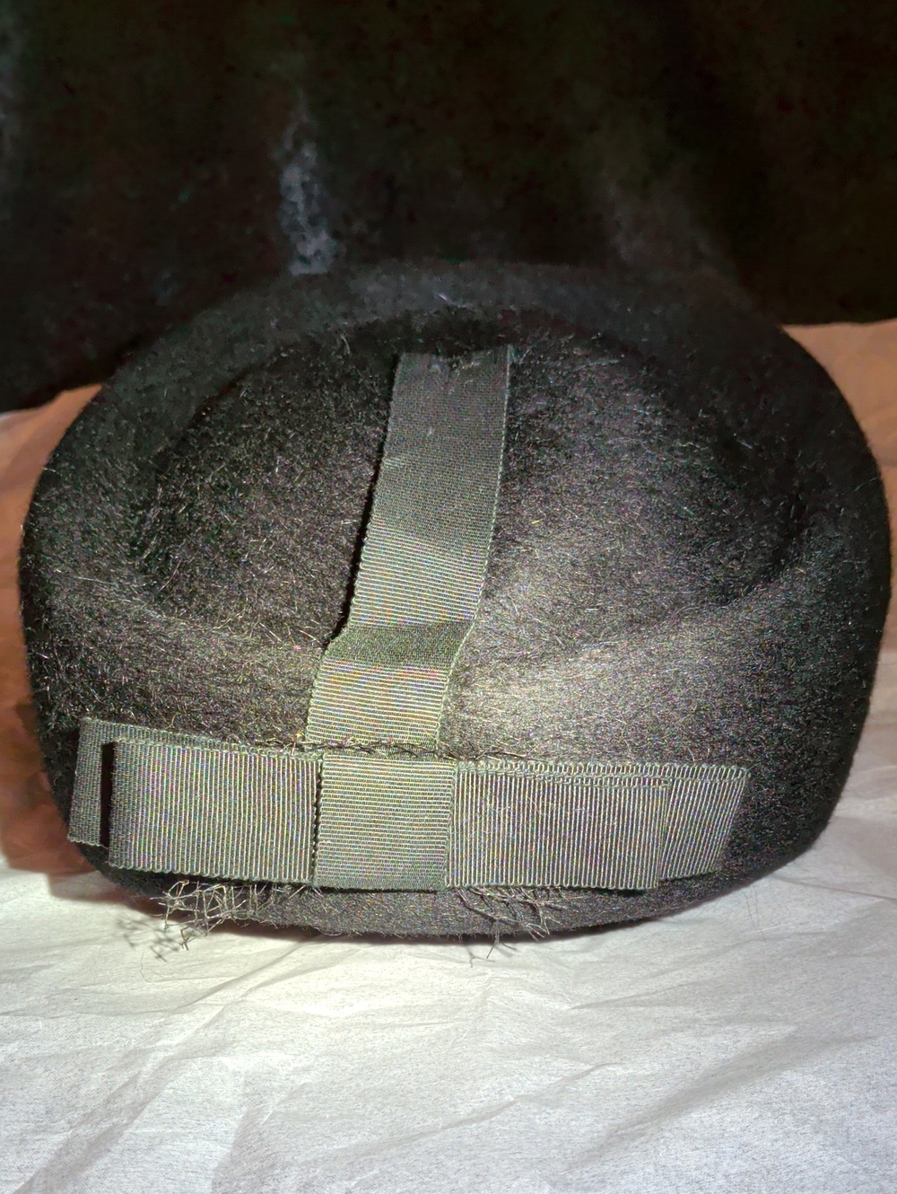 Vintage 1950s Black Wool Felt Pillbox Hat Melosoie Henry Pollak Size 6 3/4 Small